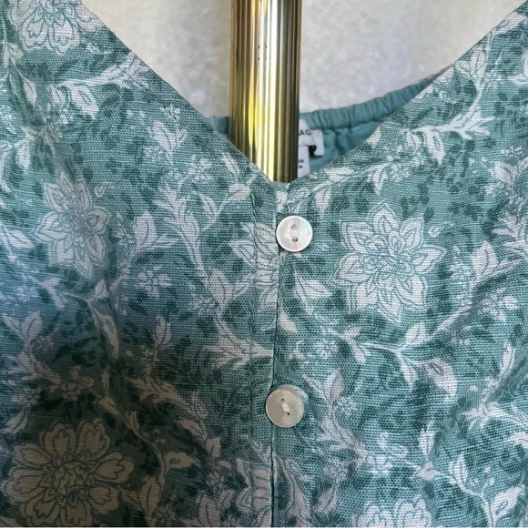 AMERICAN EAGLE ~ Bohemian Cotton Linen Floral Button Down Cropped Tank - Picture 4 of 8